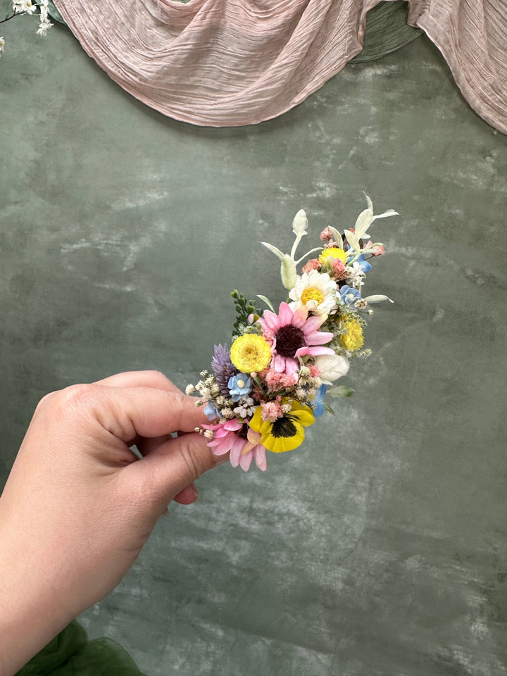 Wildflower Side Headband with Colorful Flowers for Kids and Adults – handmade floral hair accessory by magaela