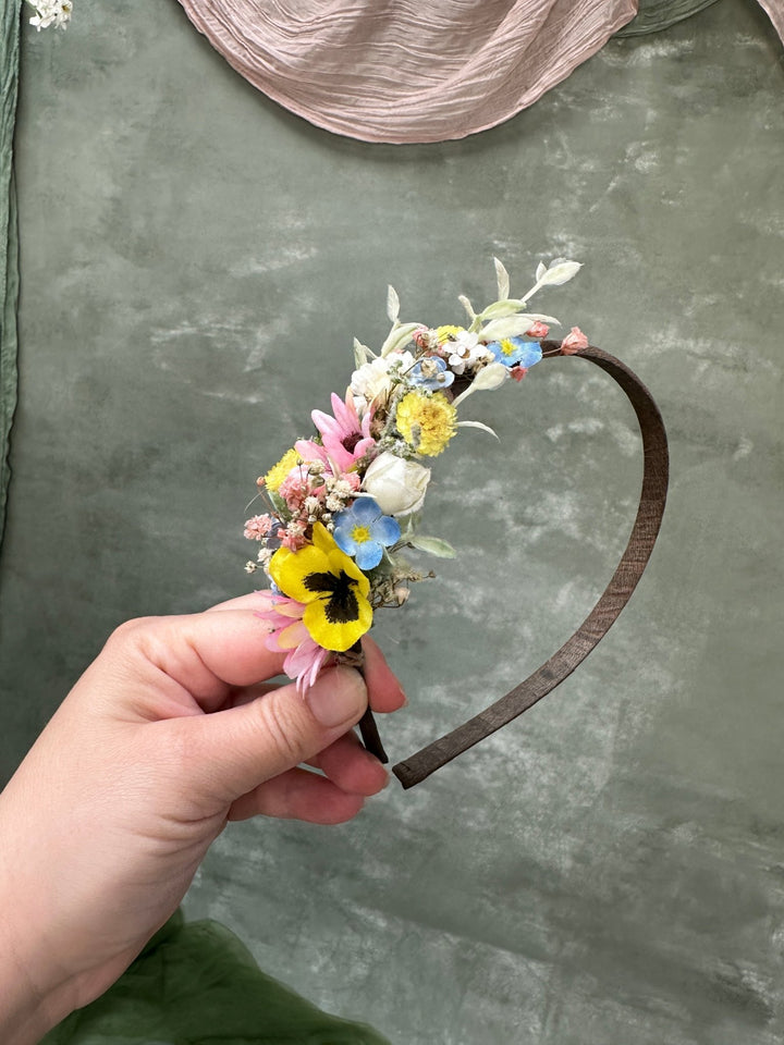 Wildflower Side Headband with Colorful Flowers for Kids and Adults – handmade floral hair accessory by magaela