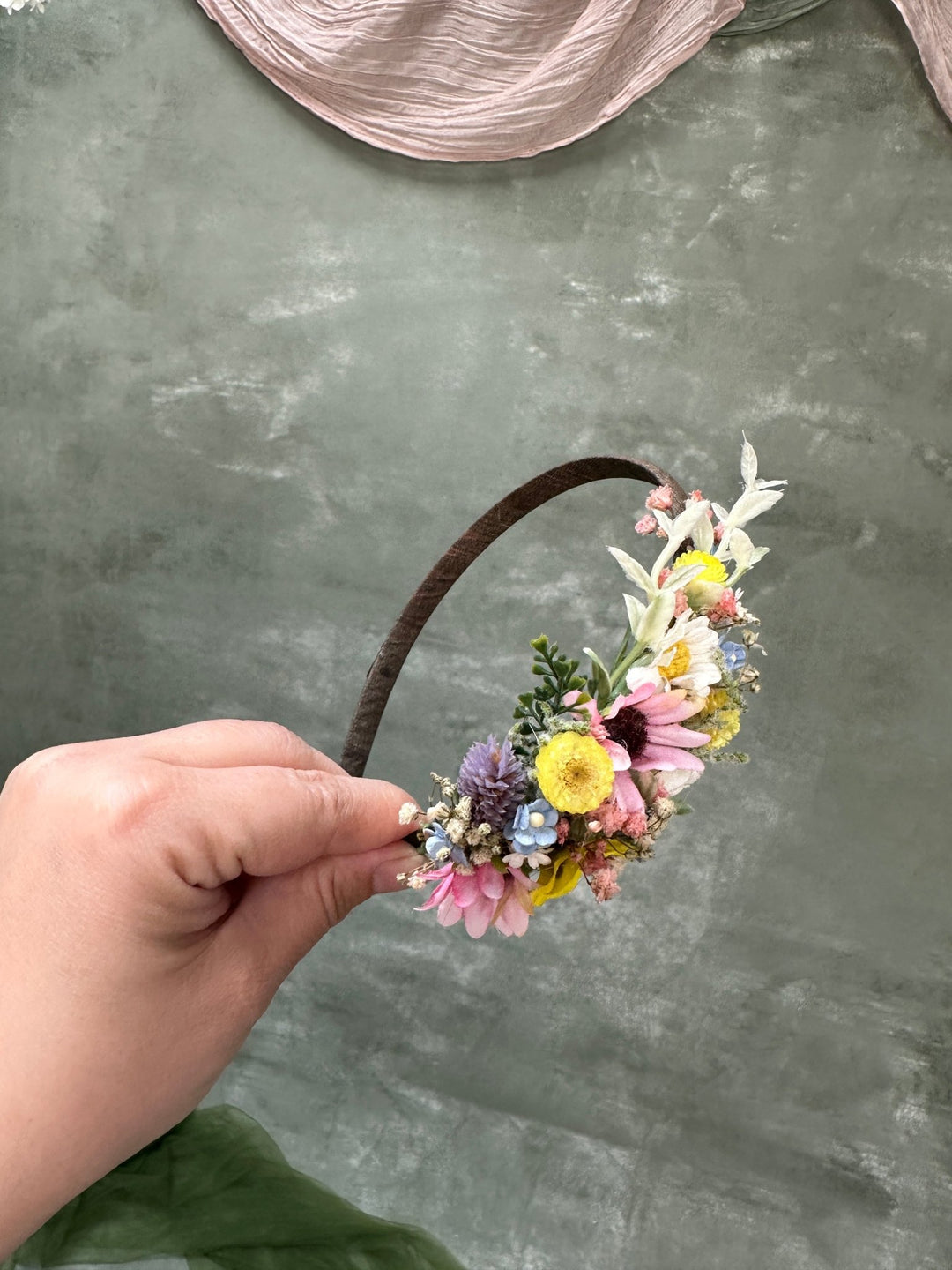 Wildflower Side Headband with Colorful Flowers for Kids and Adults – handmade floral hair accessory by magaela