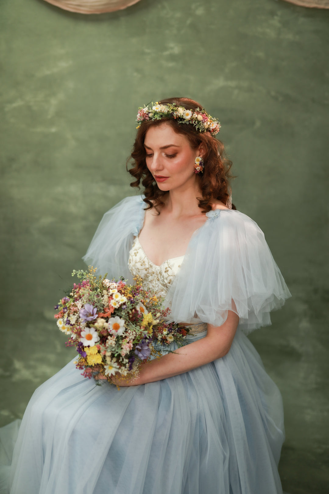Wildflower Bridal Bouquet – Daisies, Lavender, Thistles and Meadow Grasses | Handmade Wedding Bouquet – handmade floral hair accessory by magaela
