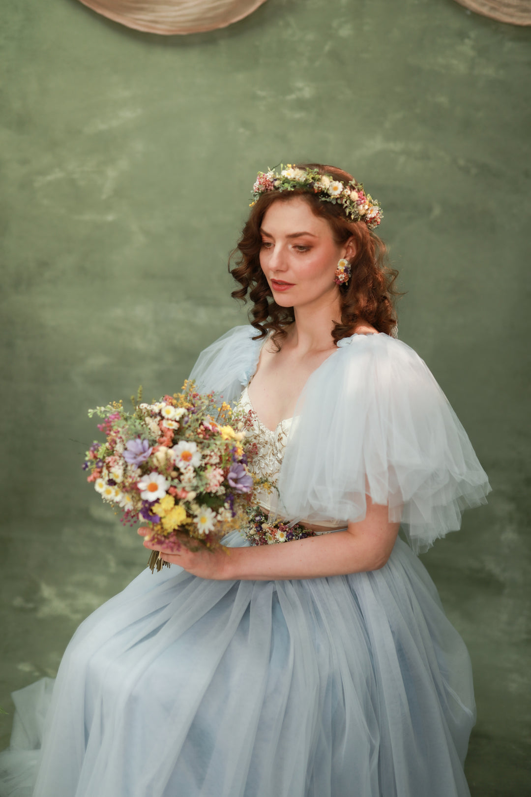 Wildflower Bridal Bouquet – Daisies, Lavender, Thistles and Meadow Grasses | Handmade Wedding Bouquet – handmade floral hair accessory by magaela