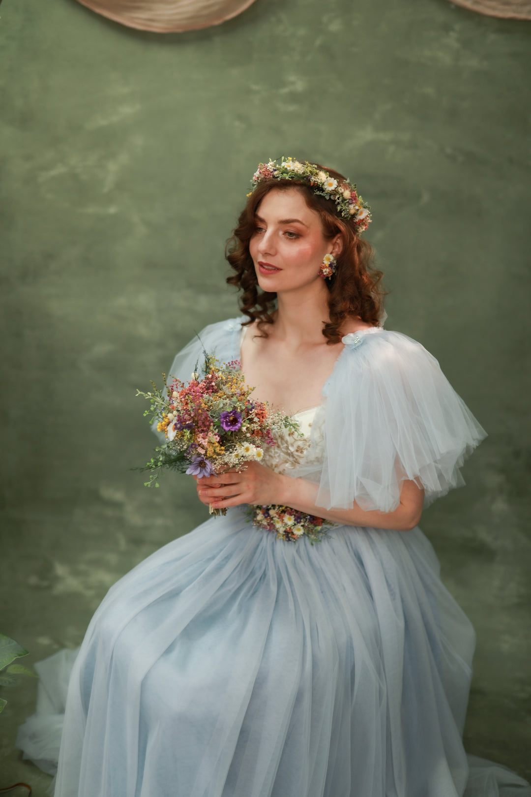 Wildflower Bridesmaid Bouquet – Daisies, Lavender, Thistles and Meadow Grasses | Tossing & Mother Bouquet – handmade floral hair accessory by magaela