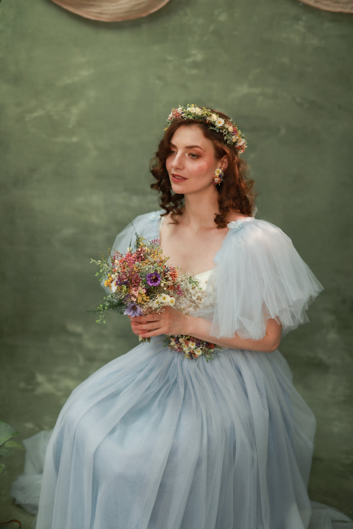 Wildflower Bridesmaid Bouquet – Daisies, Lavender, Thistles and Meadow Grasses | Tossing & Mother Bouquet – handmade floral hair accessory by magaela