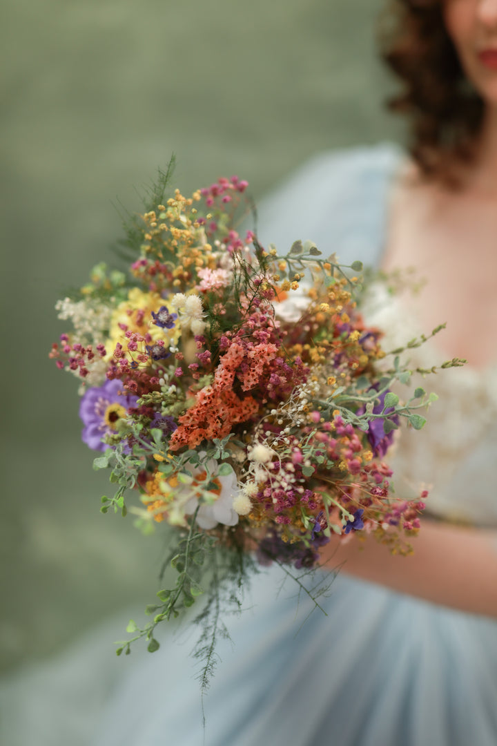 Wildflower Wedding Set – Flower Crown, Hair Comb, Hairpins, Bracelet, Belt, Earrings and Boutonnieres – handmade floral hair accessory by magaela