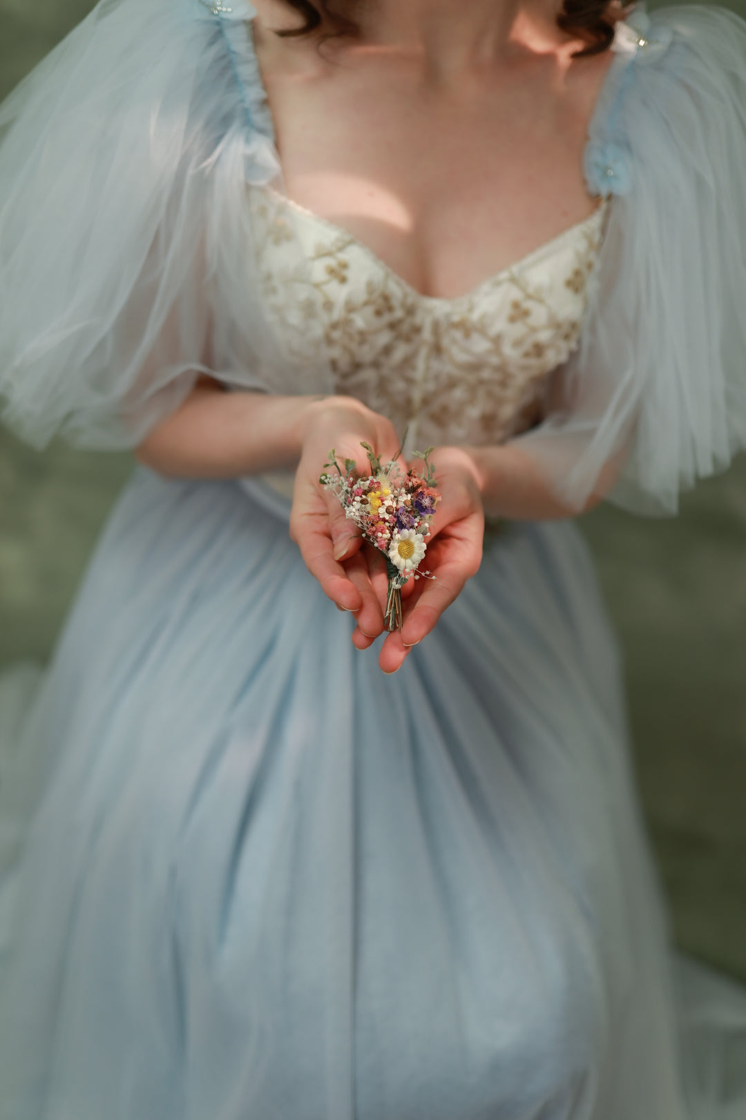 Wildflower Wedding Set – Flower Crown, Hair Comb, Hairpins, Bracelet, Belt, Earrings and Boutonnieres – handmade floral hair accessory by magaela