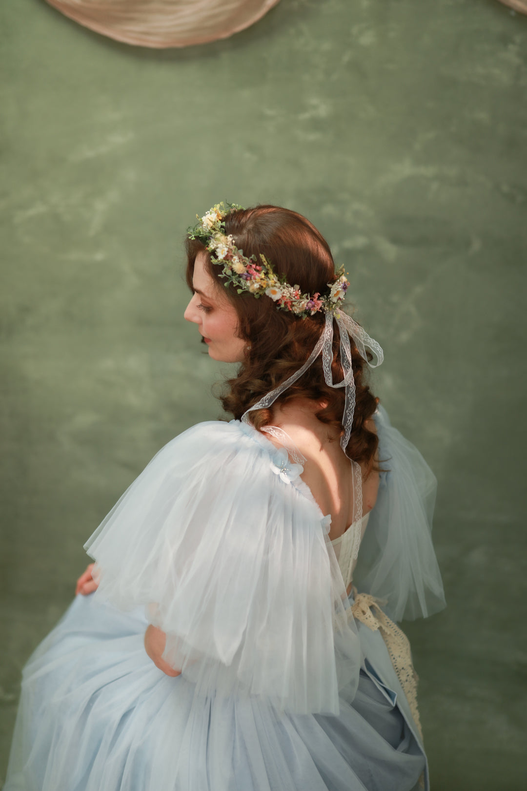 Wildflower Wedding Set – Flower Crown, Hair Comb, Hairpins, Bracelet, Belt, Earrings and Boutonnieres – handmade floral hair accessory by magaela