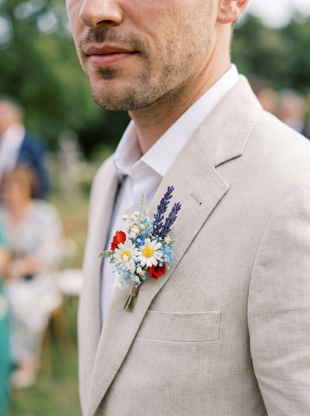 Meadow Flower Boutonniere: Folk Wedding Groom Corsage – handmade floral hair accessory by magaela