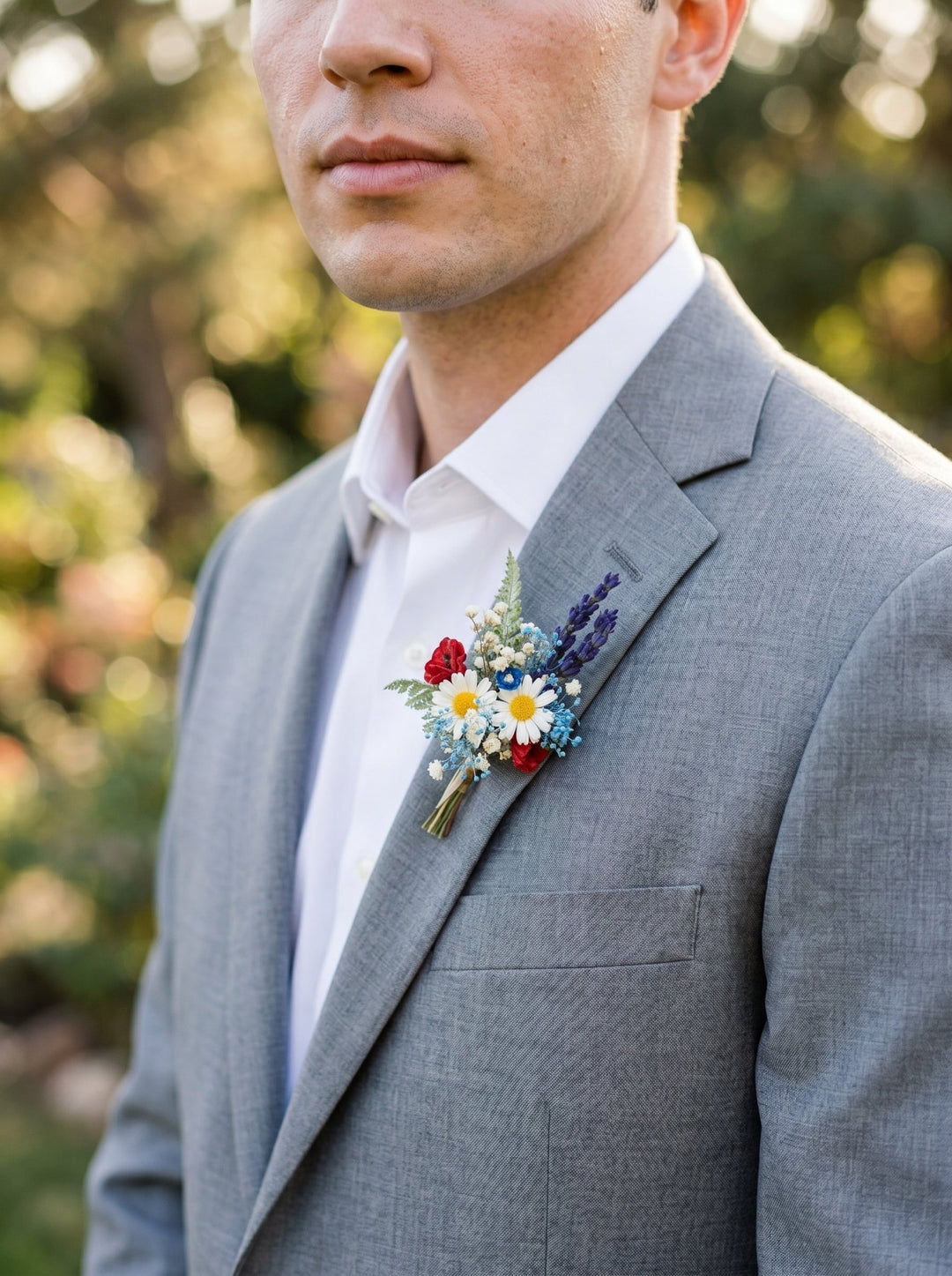 Meadow Flower Boutonniere: Folk Wedding Groom Corsage – handmade floral hair accessory by magaela