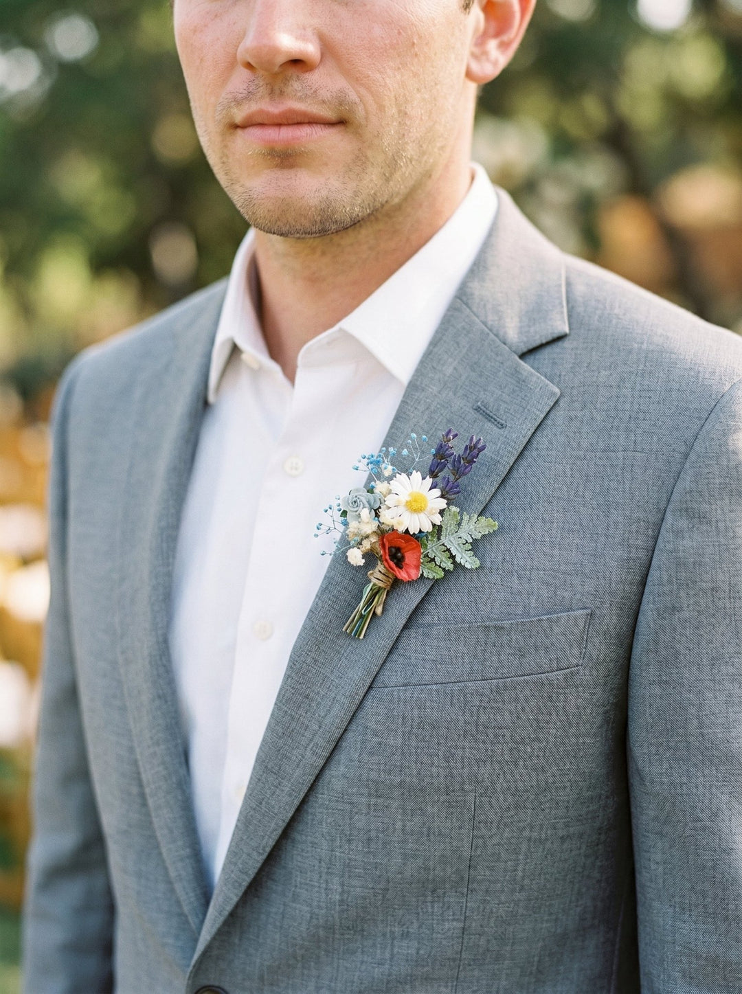 Meadow Flower Boutonniere: Folk Wedding Groom Corsage – handmade floral hair accessory by magaela