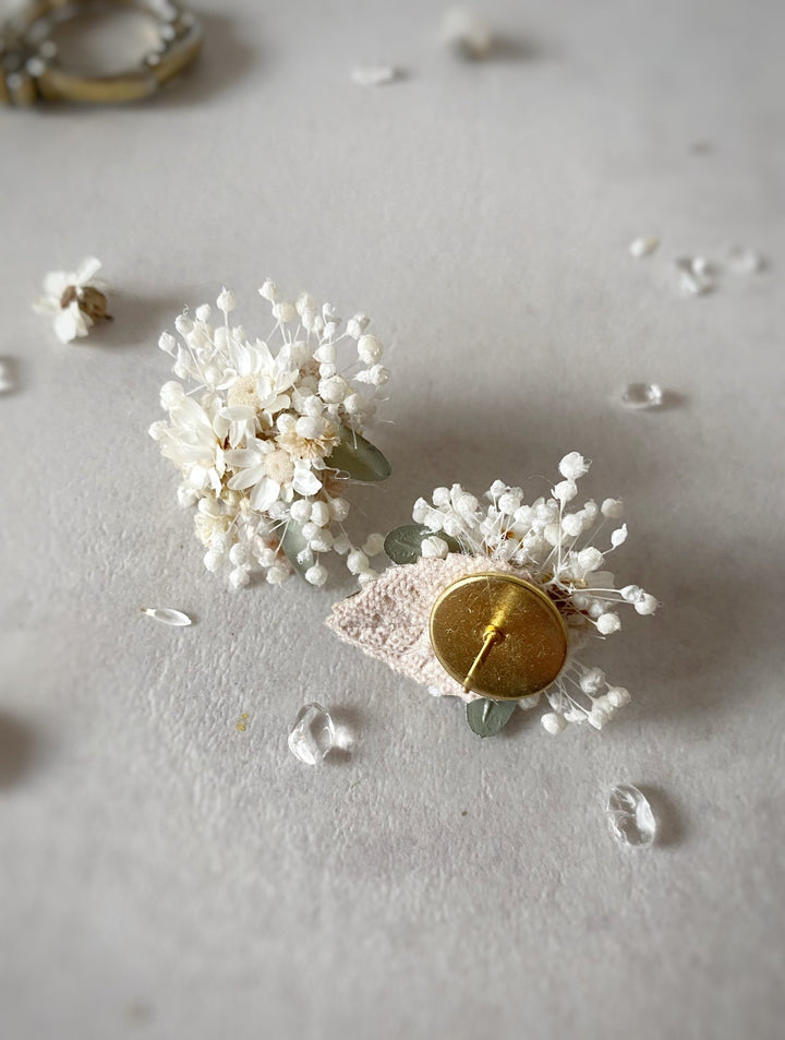 Floral Stud Earrings – Ixodia & Gypsophila Bridal Studs – handmade floral hair accessory by magaela