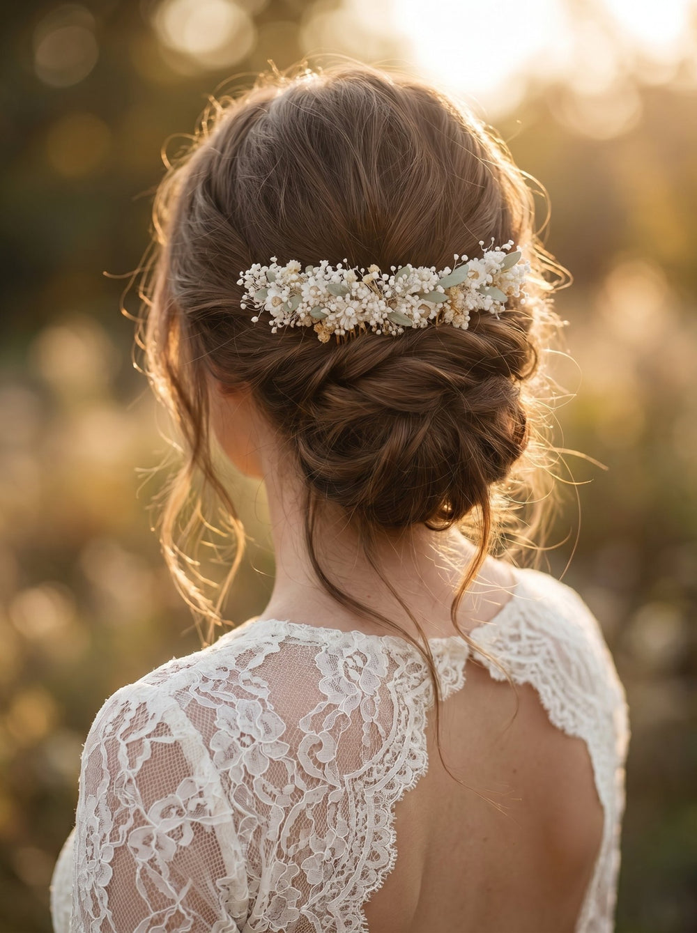 Pearl White Baby’s Breath Hair Comb – Romantic Bridal Hair Accessory for Elegant Wedding Updos – handmade floral hair accessory by magaela