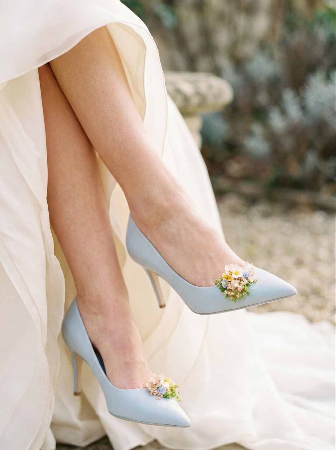 Pastel Flower Shoe Clips: Wildflower Wedding Bridal Accessory – handmade floral hair accessory by magaela