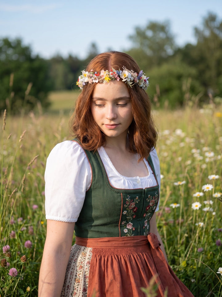 Wildflower Colorful Crown – Dirndl Hair Accessory for Oktoberfest – handmade floral hair accessory by magaela