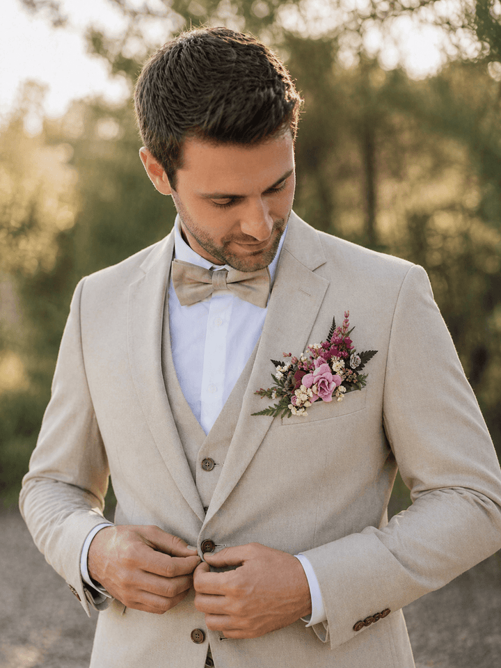 Purple Boho Boutonniere: Rustic Wedding Groom Accessory – handmade floral hair accessory by magaela