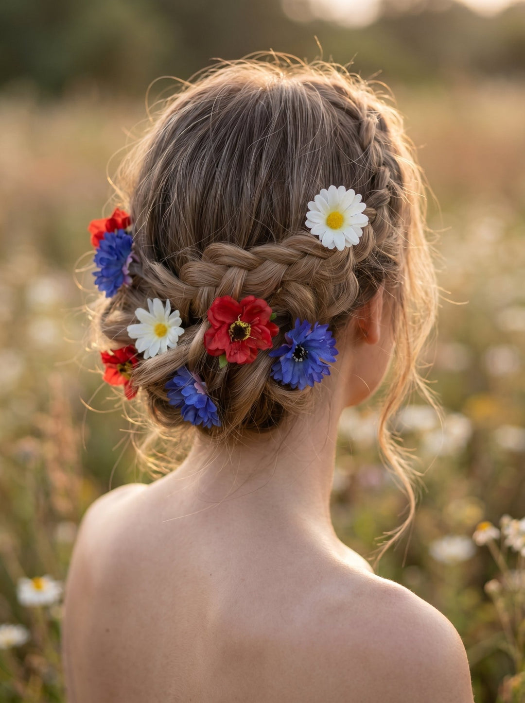 Wildflower Hair Pins: Poppy, Cornflower, Daisy - Wedding Hair Accessories – handmade floral hair accessory by magaela