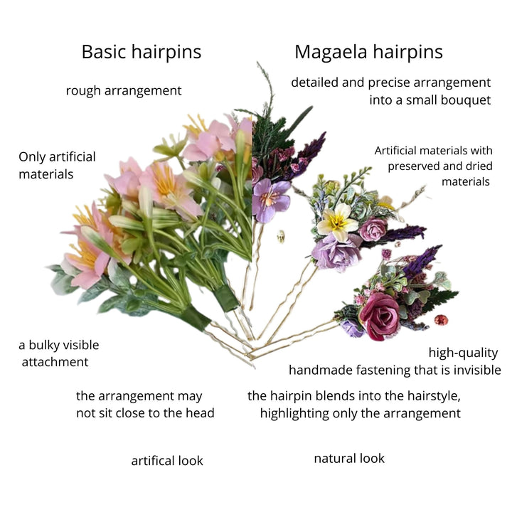 Wildflower Hair Clip with Daisy and Violet Accents – Bridal & Bridesmaid Hair Accessory – handmade floral hair accessory by magaela