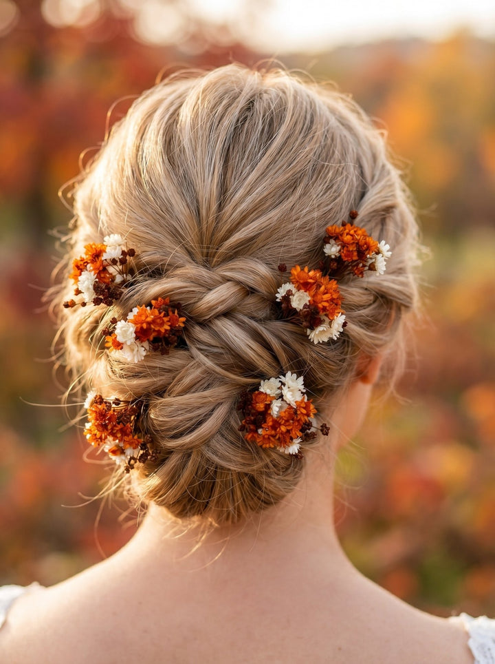 Fall Dried Flower Hairpins: Autumn Wedding Hair Accessories – handmade floral hair accessory by magaela