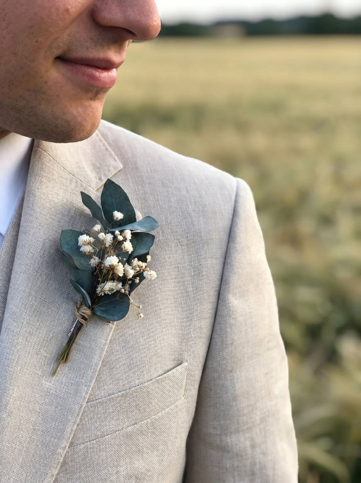 Eucalyptus Boutonniere: Greenery Wedding Groom Accessory – handmade floral hair accessory by magaela