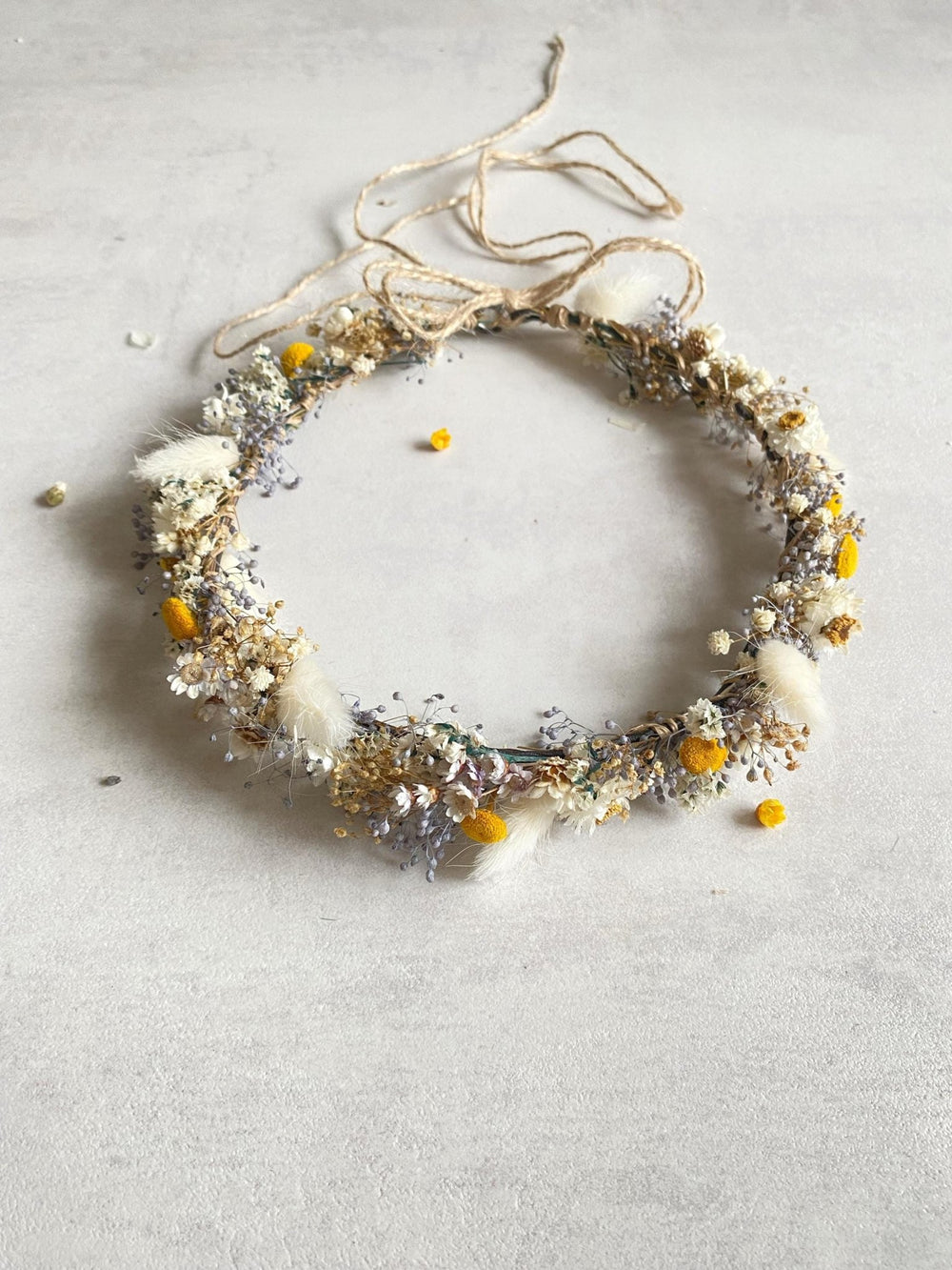 Preserved Flower Bridal Crown: Cottagecore Wedding Hair Wreath – handmade floral hair accessory by magaela