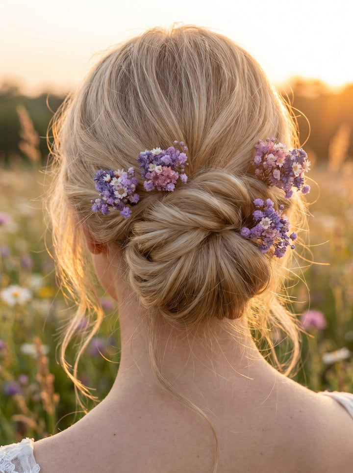 Dried Flower Hairpins: Purple & Pink Wedding Hair Accessory – handmade floral hair accessory by magaela