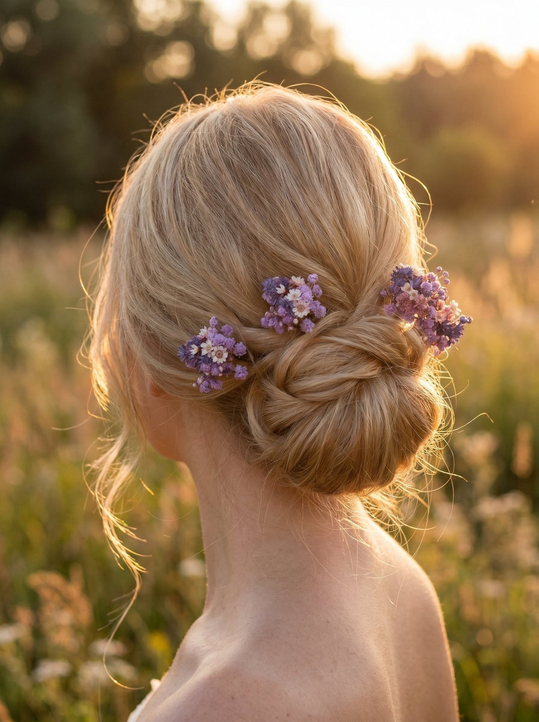 Dried Flower Hairpins: Purple & Pink Wedding Hair Accessory – handmade floral hair accessory by magaela