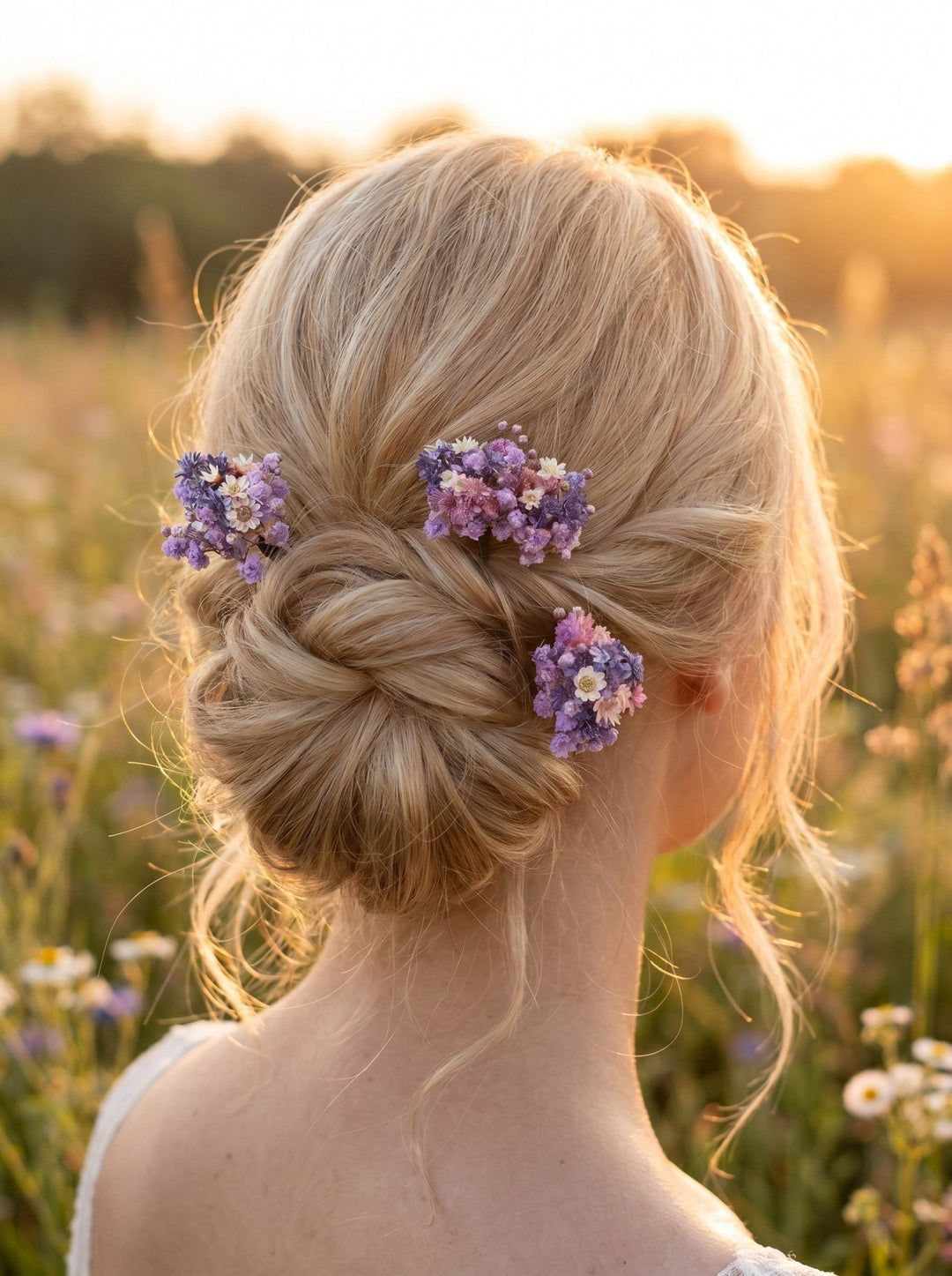 Dried Flower Hairpins: Purple & Pink Wedding Hair Accessory – handmade floral hair accessory by magaela