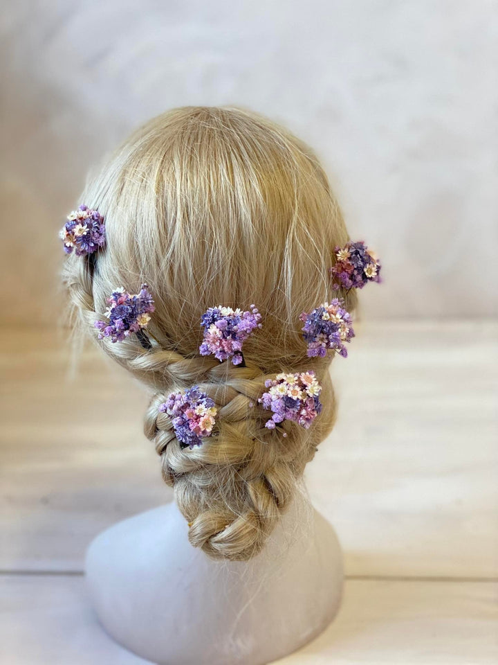 Dried Flower Hairpins: Purple & Pink Wedding Hair Accessory – handmade floral hair accessory by magaela