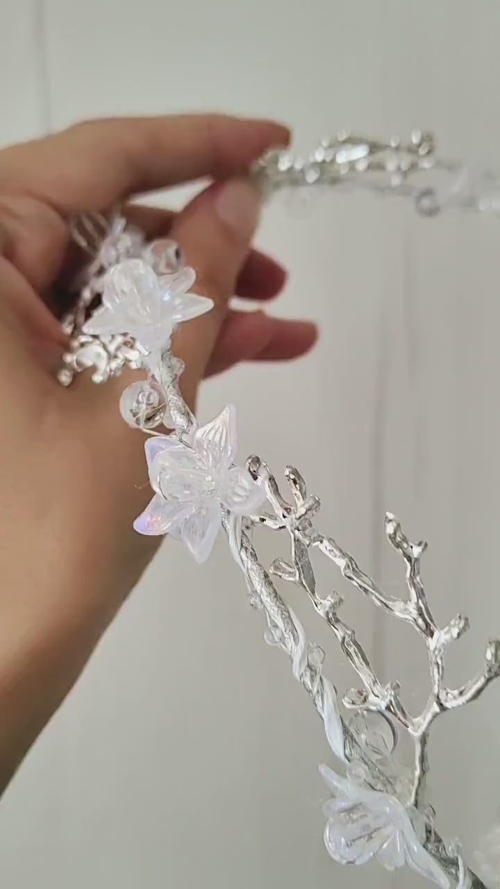 Butterfly Wedding Tiara with Veil: Winter Renaissance Crown