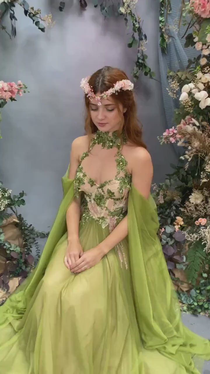 Romantic Pink Flower Elf Crown: Elven Wedding Tiara