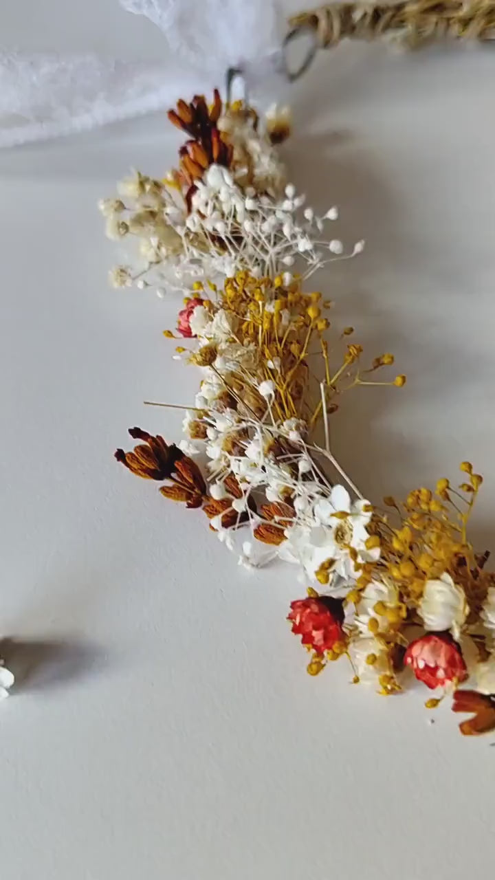 Terracotta Flower Bridal Crown: Preserved Cottagecore Wedding Wreath