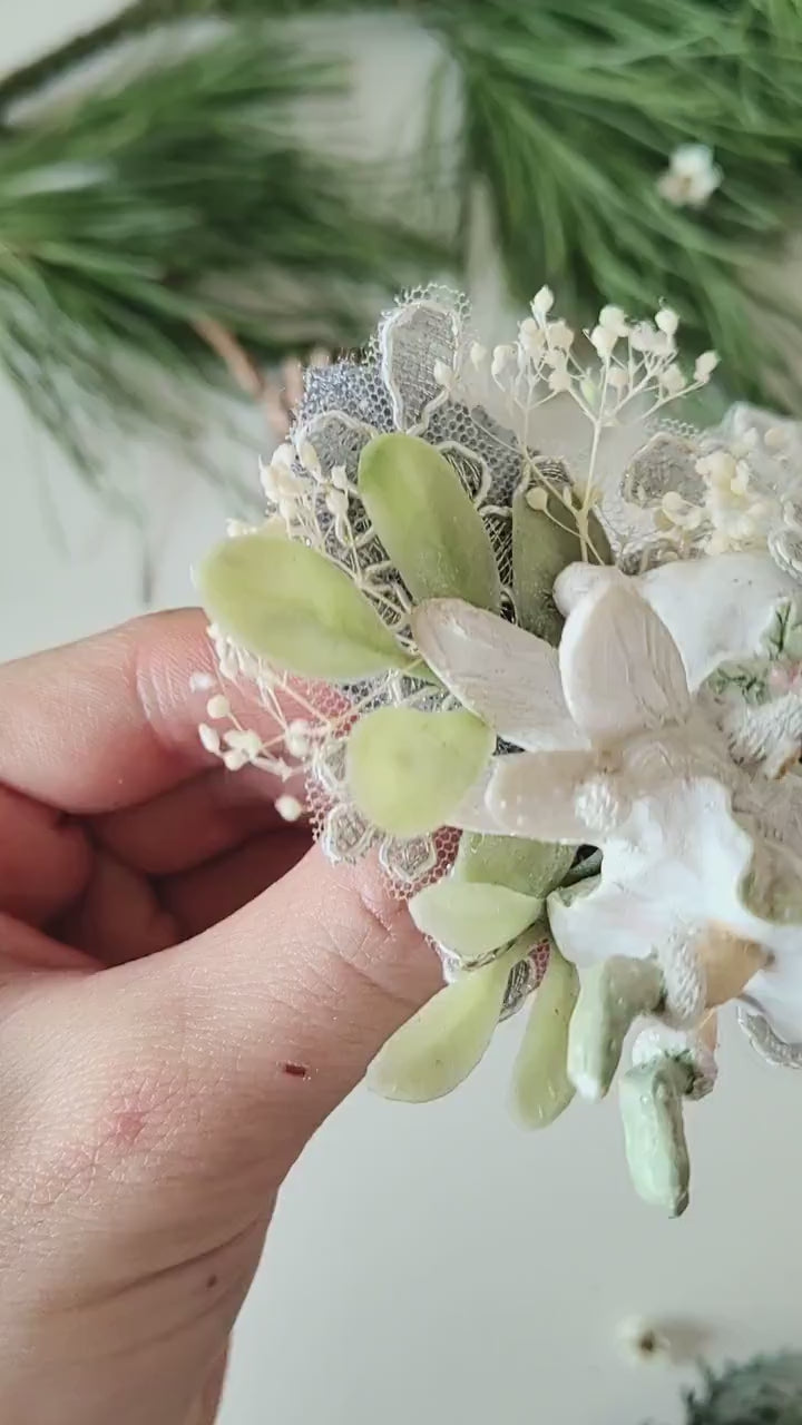 Winter Fairy Brooch: Handmade Christmas Flower Pin