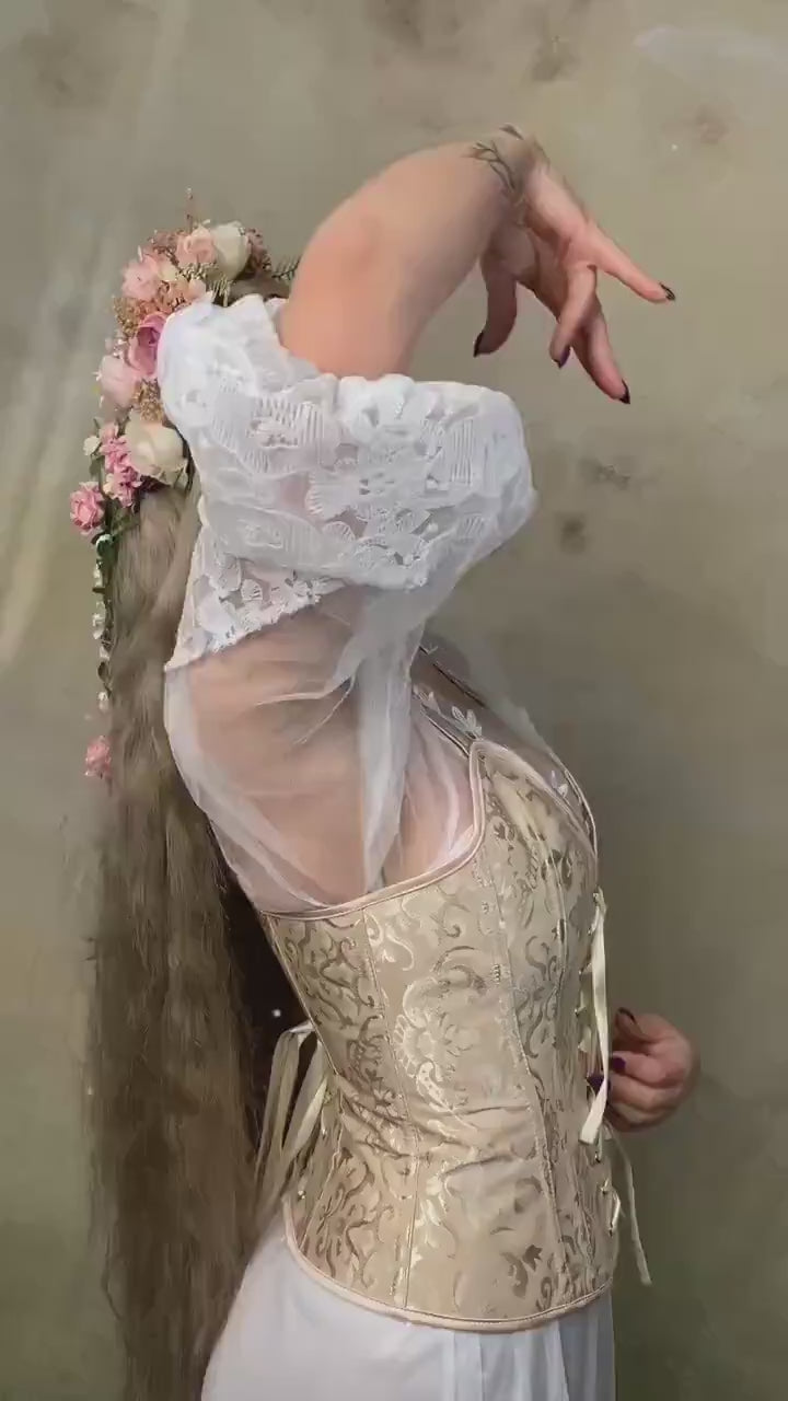 Blush Flower Bridal Headband: Renaissance Wedding Veil Headpiece