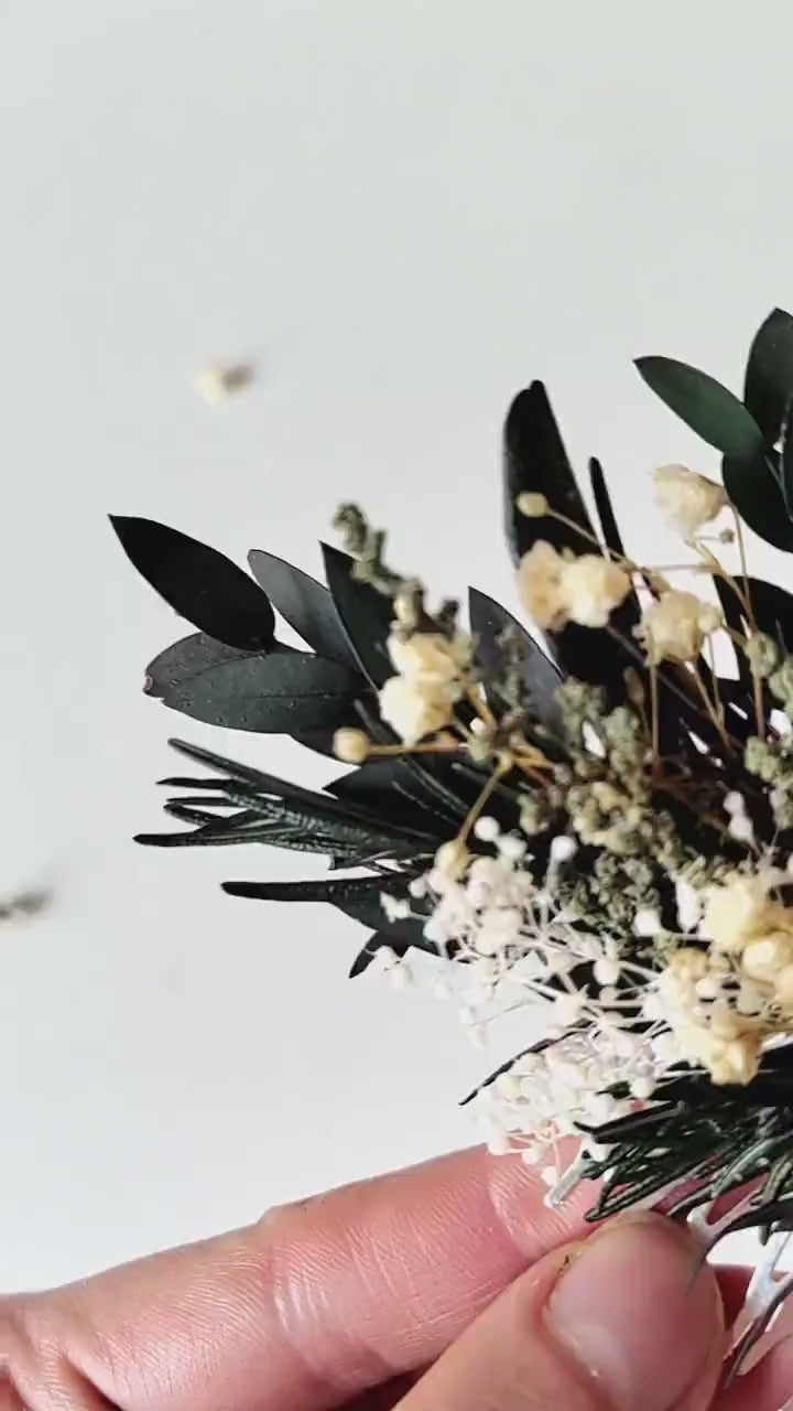 Greenery Wedding Hair Comb: Baby's Breath, Rosemary & Olive Leaves