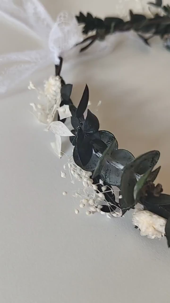 Eucalyptus Flower Wreath: Greenery Bridal Crown, Rustic Wedding Hair