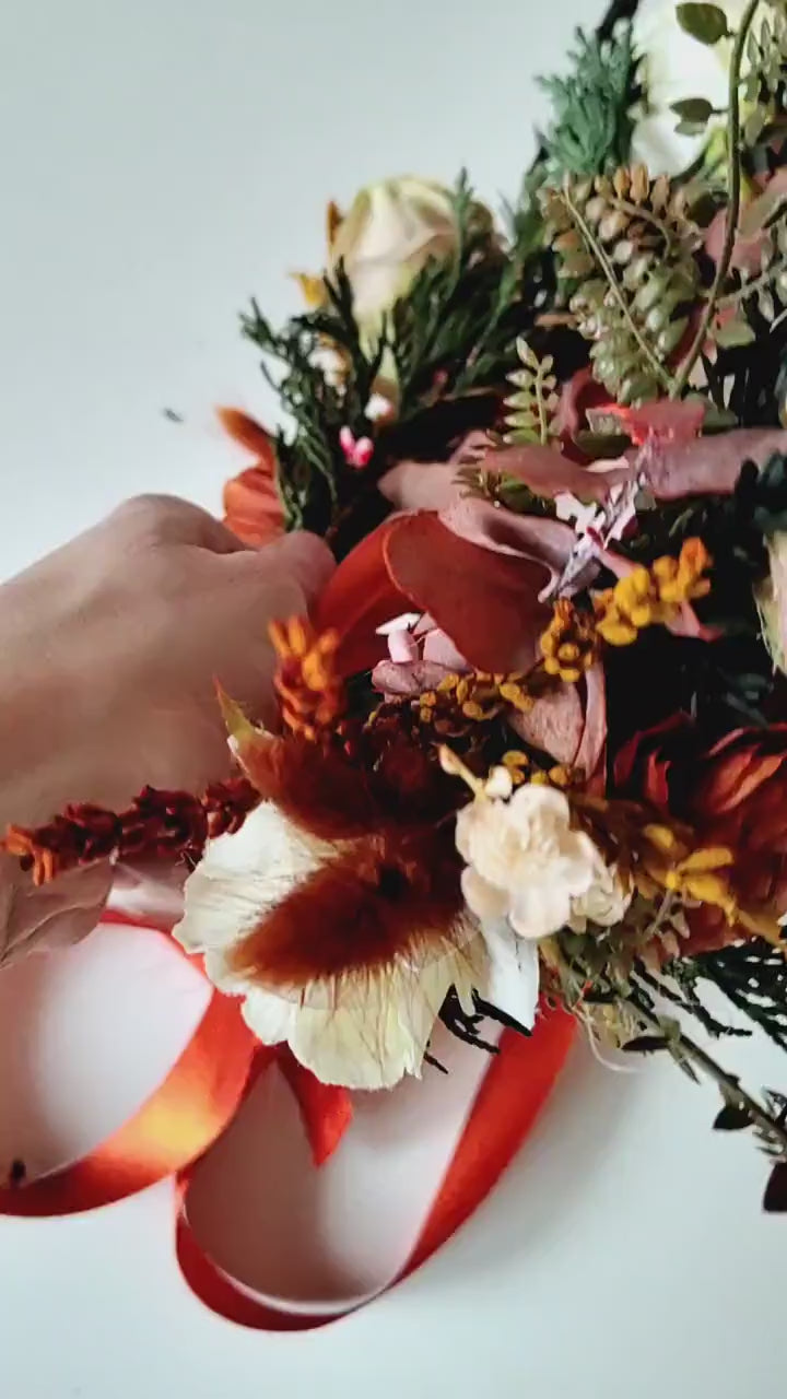 Boho Bridal Flower Crown: Terracotta Autumn Wedding Wreath