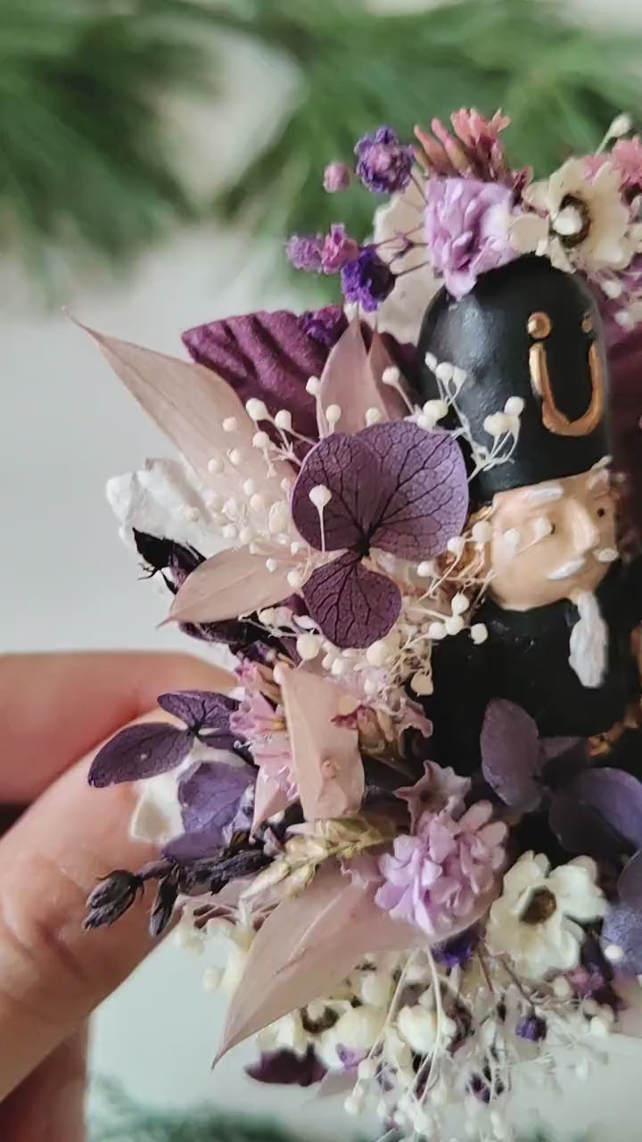 Purple Nutcracker Brooch – Vintage Christmas Floral Pin Winter Jewelry Gift for Her