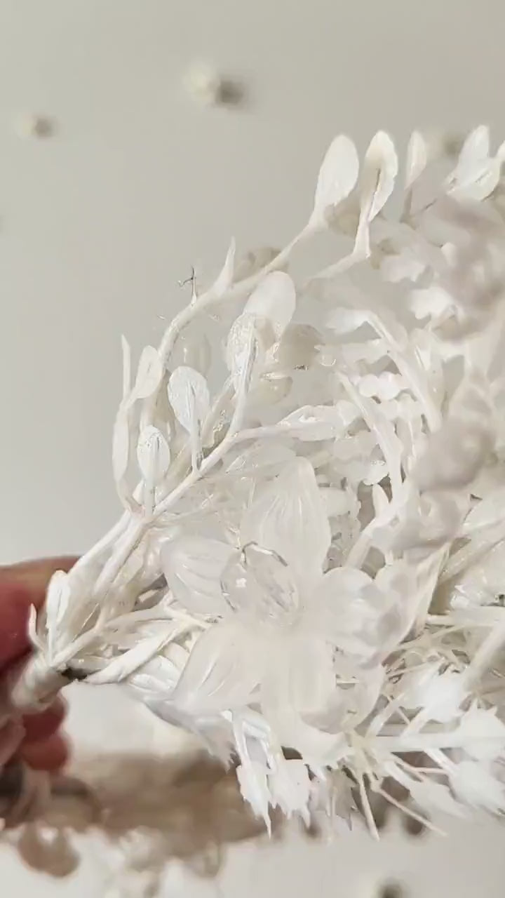 White Flower Crown: Romantic Floral Headpiece for Communion