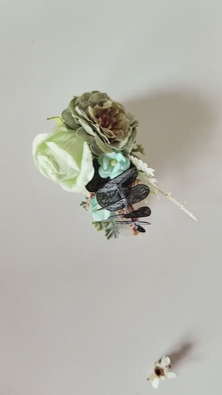 Green Flower Stud Earrings: Pastel Wedding Bridal Jewelry