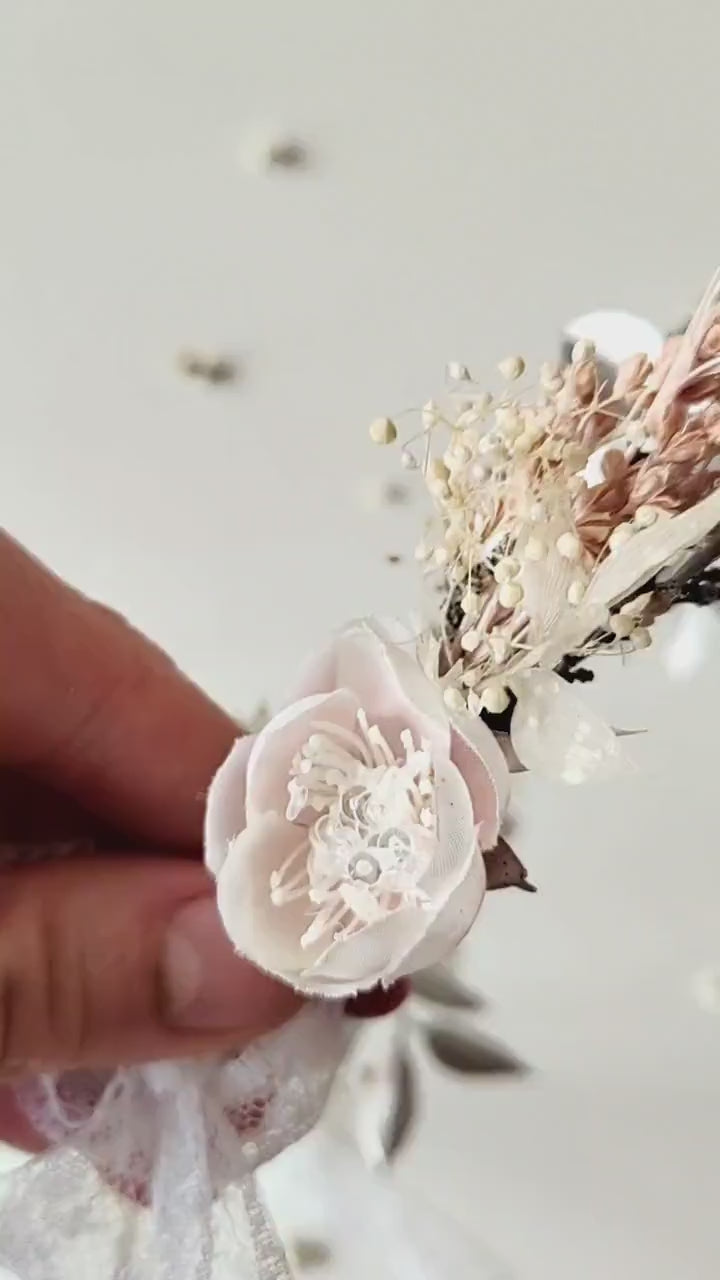 White Flower Hair Wreath: First Communion Bridal Headpiece