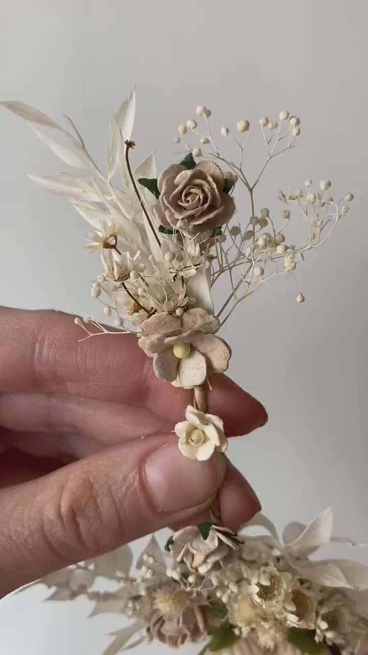 Ivory Wedding Flower Hair Vine: Bridal Headpiece