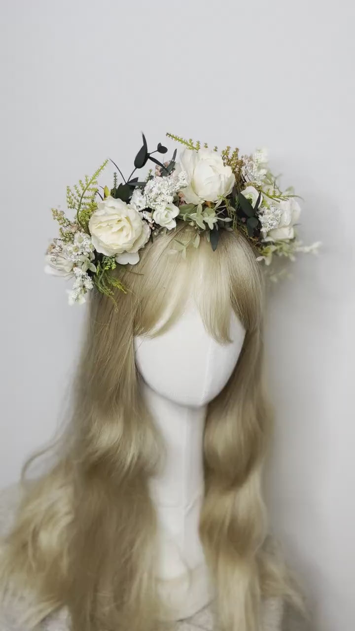 Pastel Yellow Flower Crown: Romantic Wedding Half Wreath