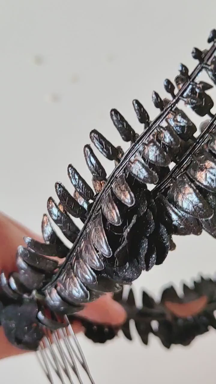 Black Flower Crown: Gothic Wedding Tiara, Halloween Headpiece