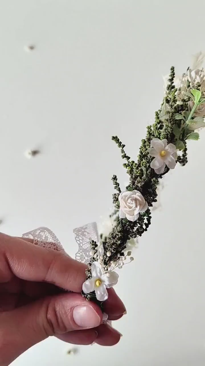 White Rose Flower Crown: First Communion Hair Wreath