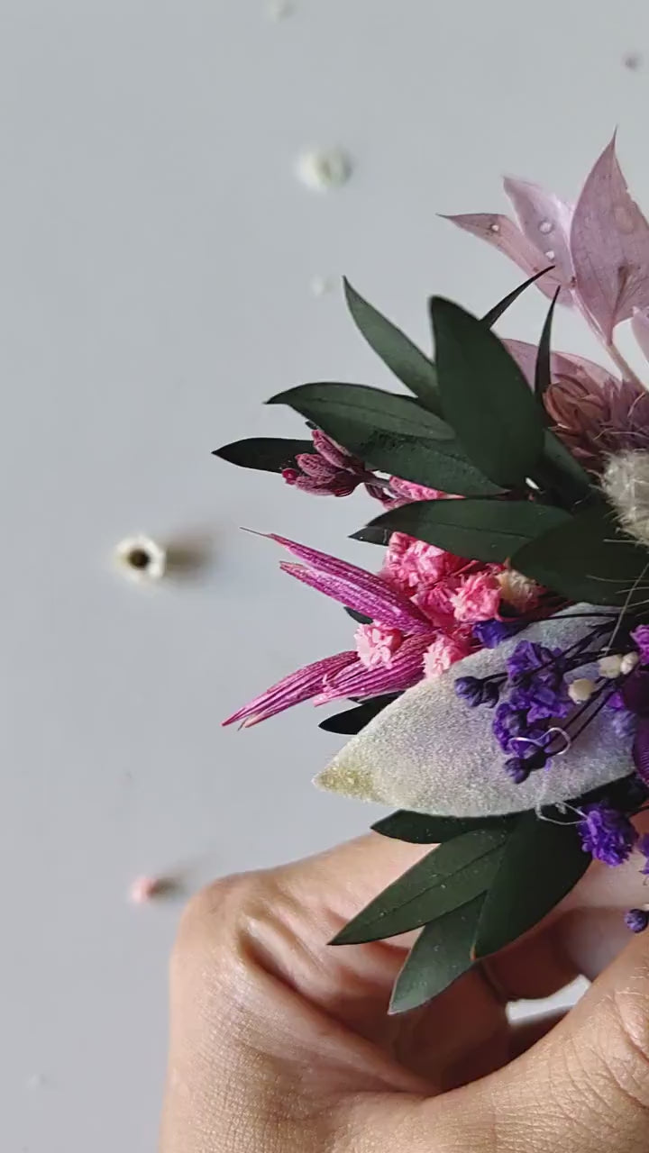 Magenta Flower Hair Comb: Boho Wedding Bridal Hair Accessory