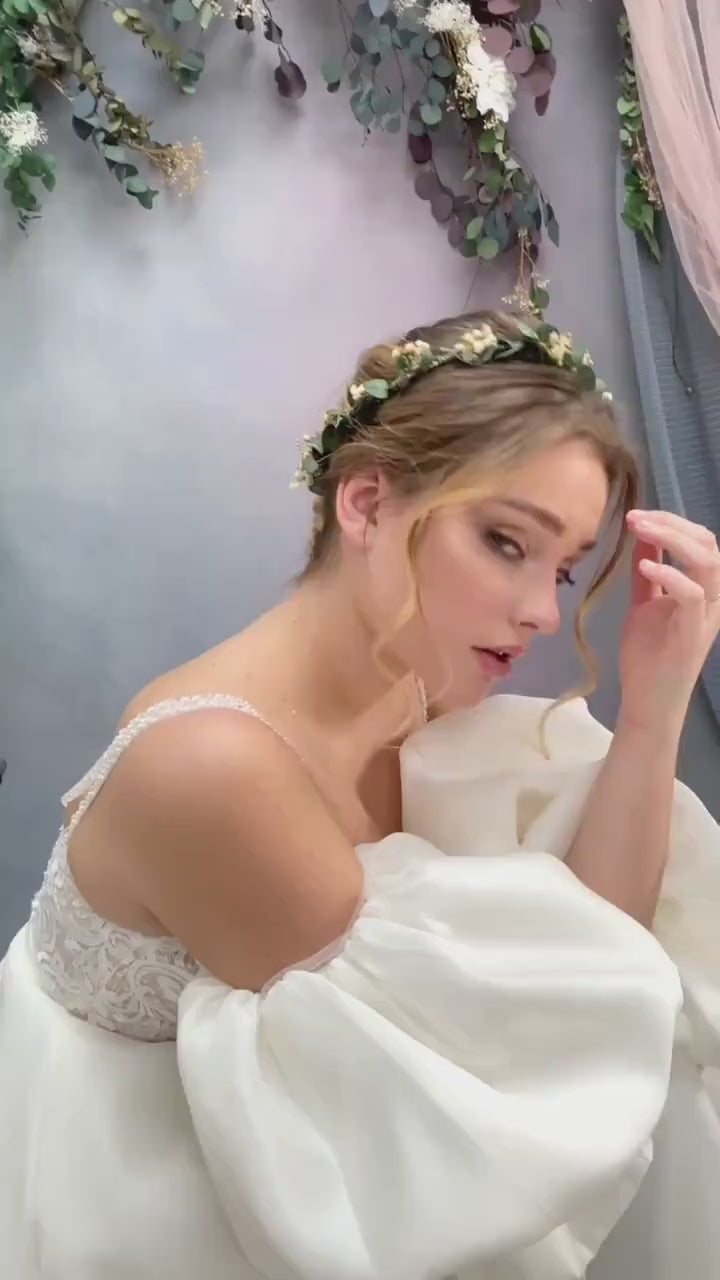 Eucalyptus Bridal Hair Wreath: Greenery Wedding Flower Crown