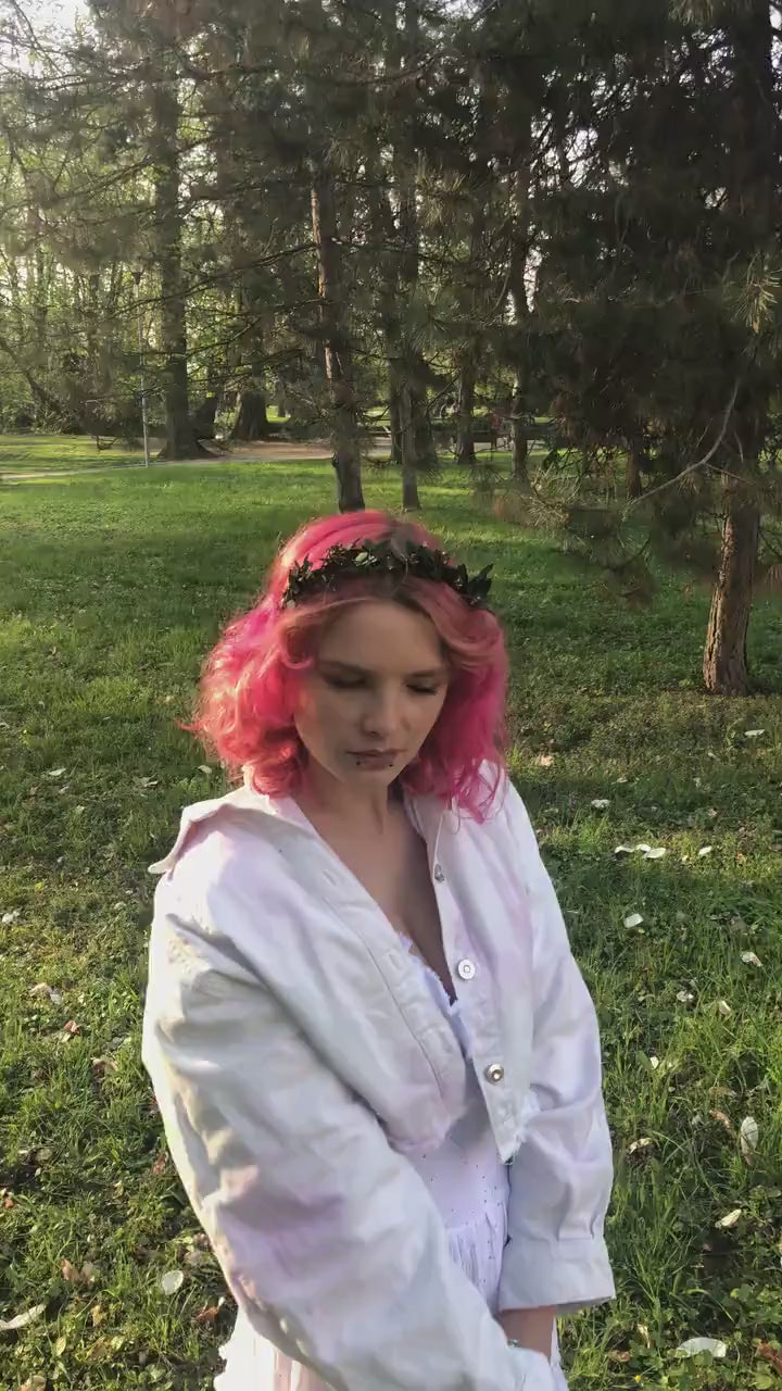 Eucalyptus Wedding Headband: Preserved Greenery, Gold Accents