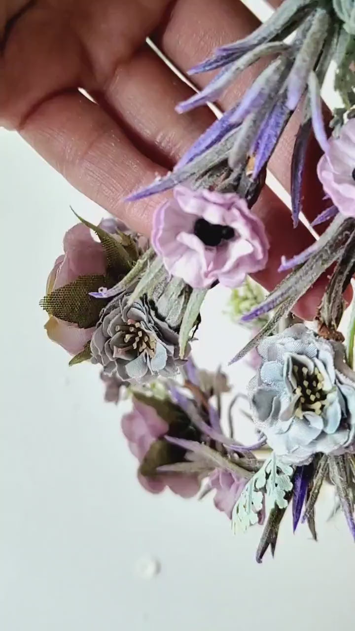 Purple Flower Wedding Garland: Romantic Bridal Hair Accessories