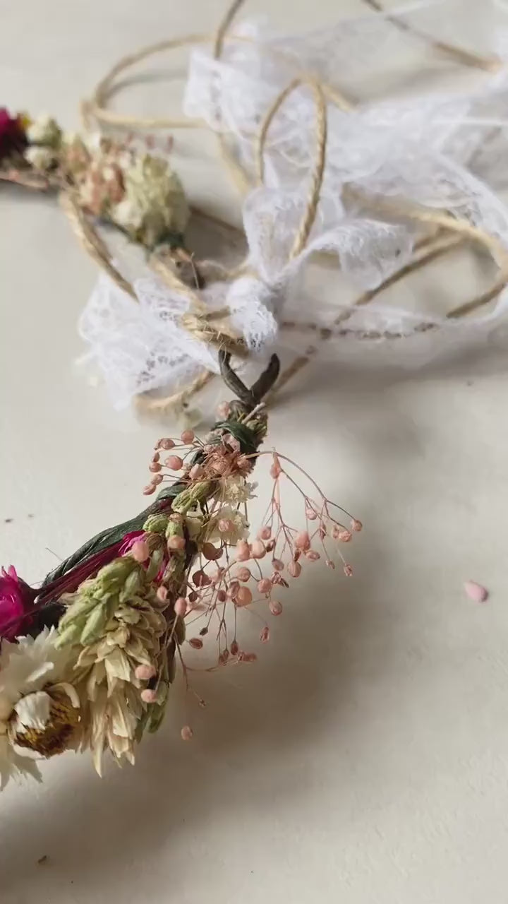 Preserved Flower Bridal Wreath: Rustic Cottagecore Hair Crown