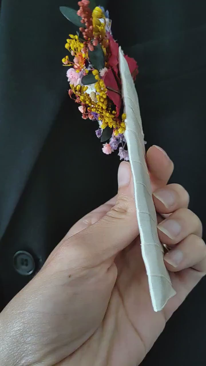 Wildflower Pocket Boutonniere: Groom Accessory, Garden Wedding