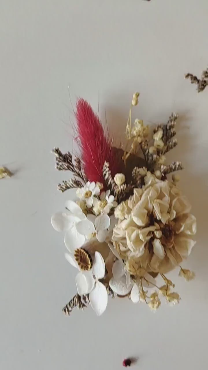 Autumn Wedding Flower Hair Clip Set: Preserved Rustic Hair Accessories